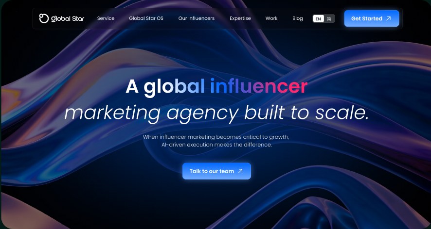 Global Star Digital's new homepage: A global influencer marketing agency built to scale
