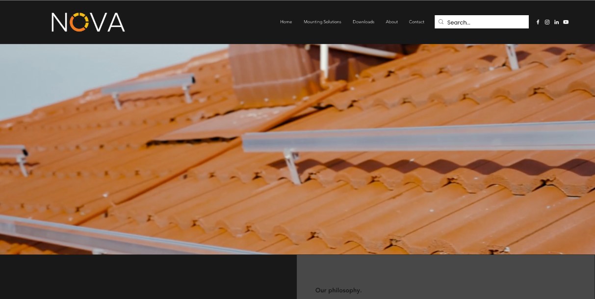 Nova Mounting's previous Wix website homepage