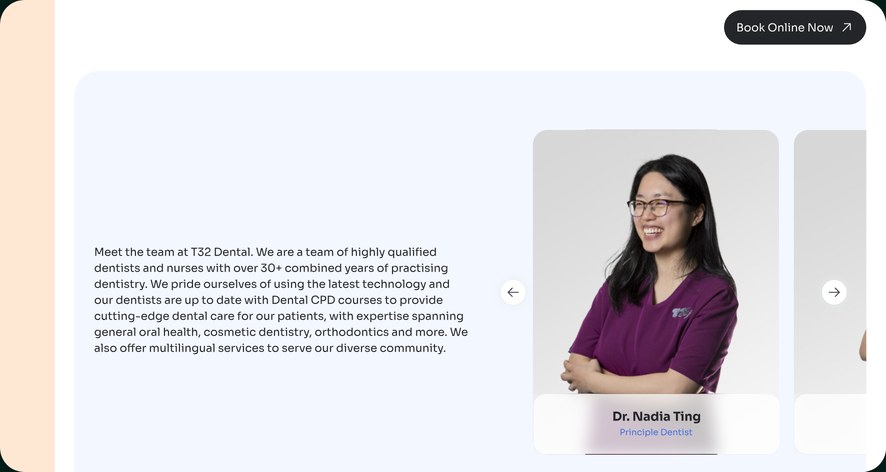 T32 Dental's new website: the dentist profile, Meet the team at T32 Dental