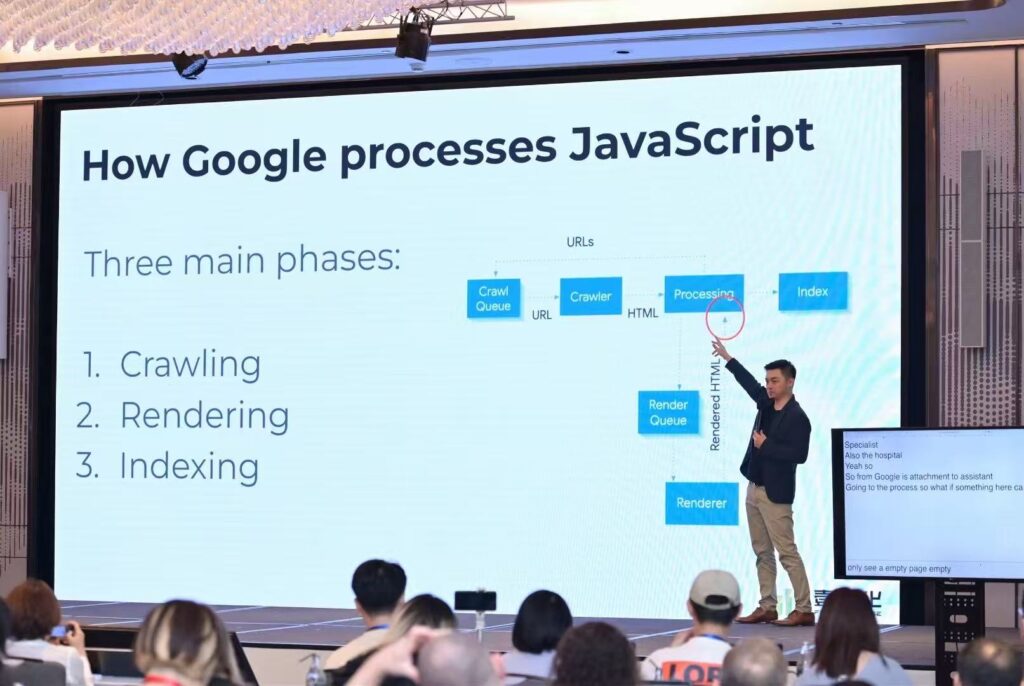 Loki Yan presenting how Google Processes JavaScript at Google Search Central Live Deep Dive 2025
